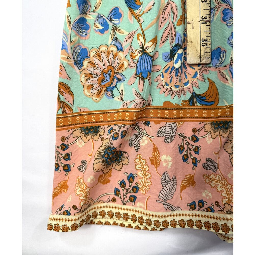R.Vivimos sage and peach Sz 6 floral boho long-sleeve midi dress - Picture 11 of 13